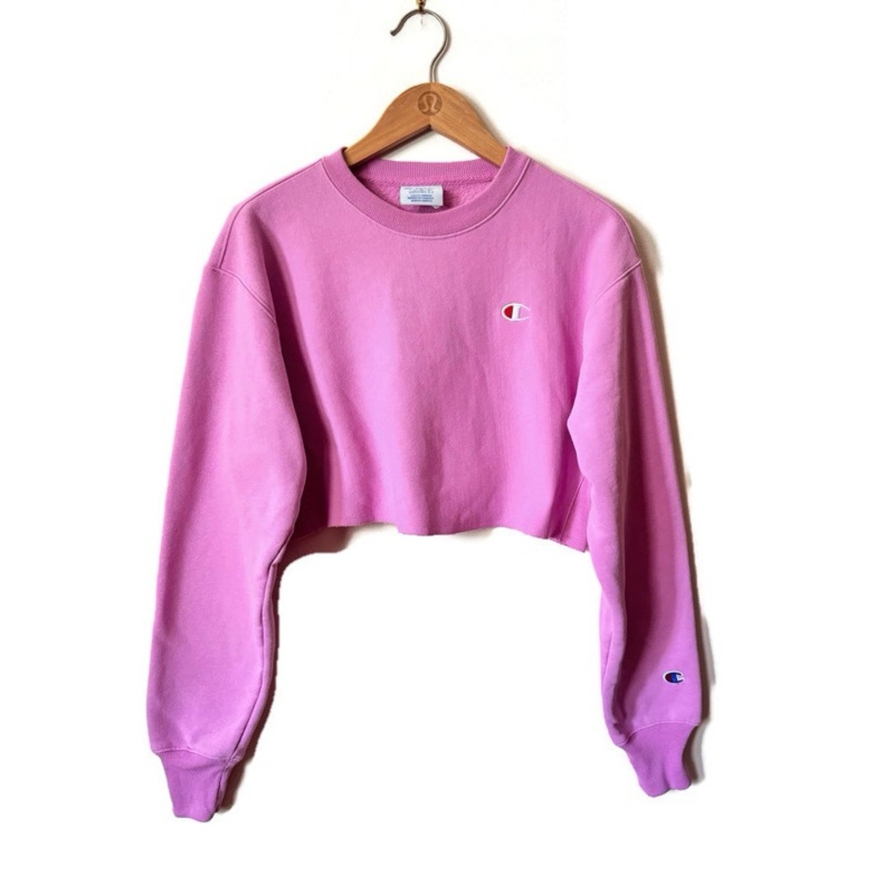 Champion Urban Outfitters Reverse Weave Pink Cropped Sweatshirt
